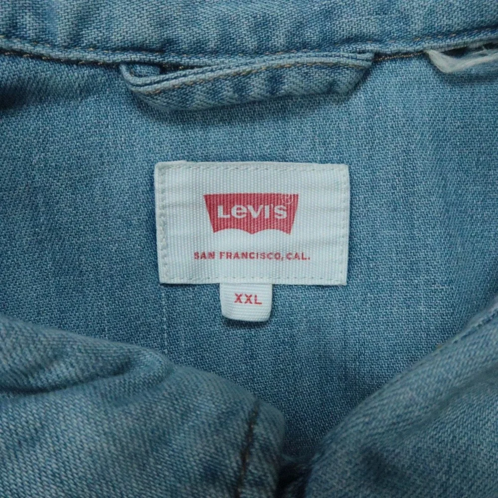 Levi's Shirt Mens XXL Blue Cone Denim Pearl Snap Western Long Sleeve 2XL *